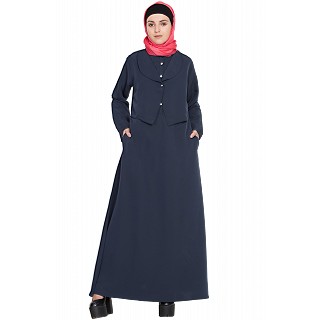 Casual abaya with extra jacket- Navy-Blue